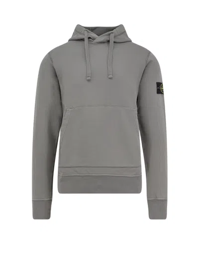 Stone Island Cotton Sweatshirt With Hood And Kangaroo Pocket In Gray