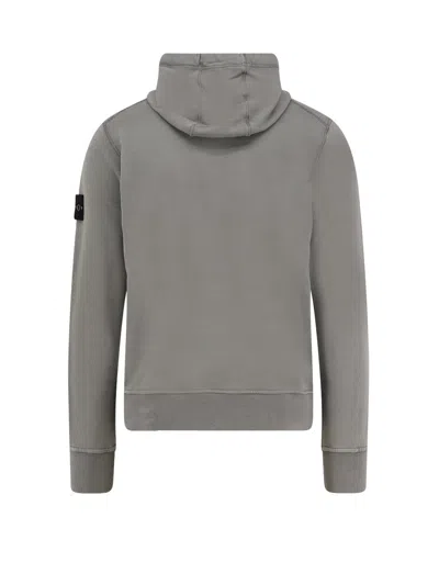 Stone Island Cotton Sweatshirt With Hood And Kangaroo Pocket In Gray