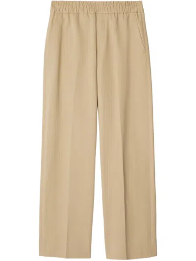 Burberry Cotton Tailored Trousers In Neutral