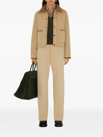 Burberry Cotton Tailored Trousers In Neutral
