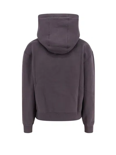 Saint Laurent Organic Cotton Sweatshirt With Frontal Logo Embroidery In Purple