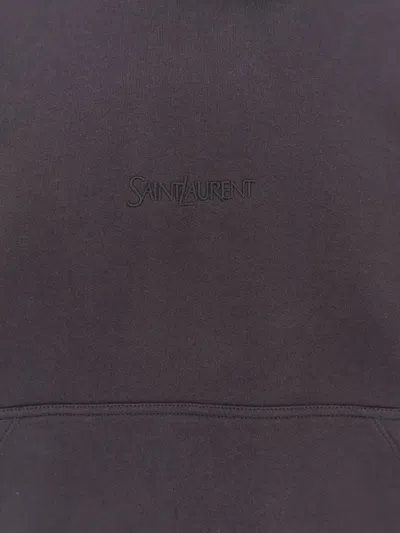 Saint Laurent Organic Cotton Sweatshirt With Frontal Logo Embroidery In Purple