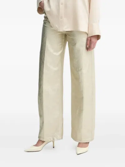 Drykorn Metallic-effect Wide-leg Jeans In Neutral