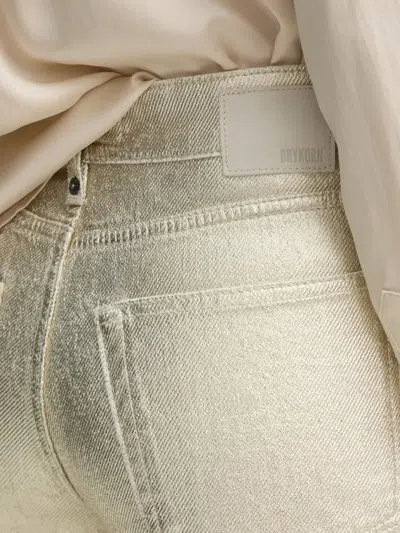 Drykorn Metallic-effect Wide-leg Jeans In Neutral