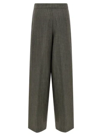 Dries Van Noten Wide Gray Wool Palazzo Pants In Gray