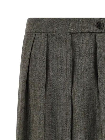 Dries Van Noten Wide Gray Wool Palazzo Pants In Gray