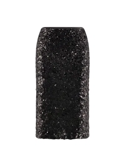 Pinko Pappacieca Pencil Skirt With Sequins In Black