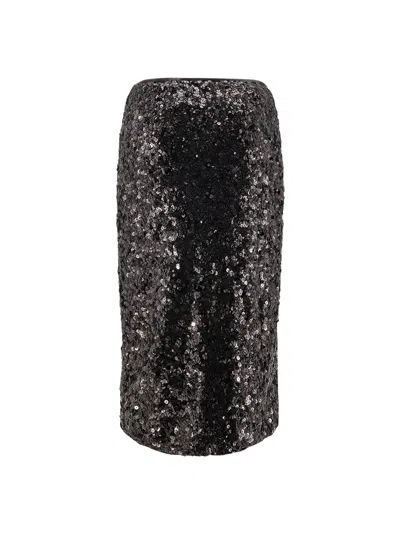 Pinko Pappacieca Pencil Skirt With Sequins In Black