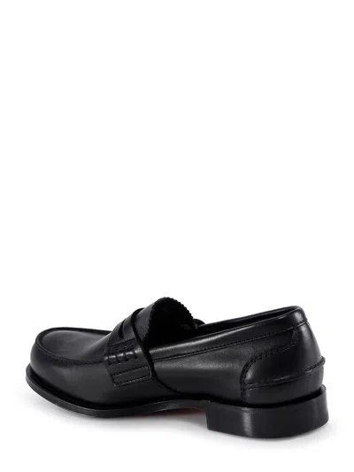Church's Black Moccasin Flat Shoes With Elegant Detailing For Modern Men In Black