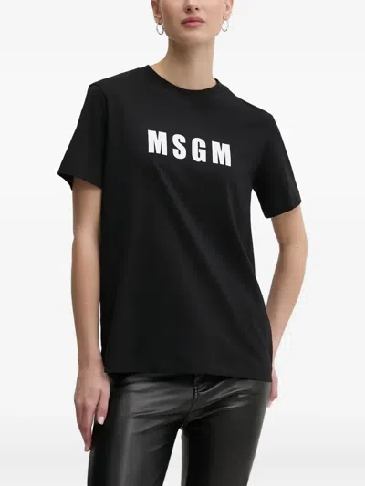 Msgm Logo-print Cotton T-shirt In Black