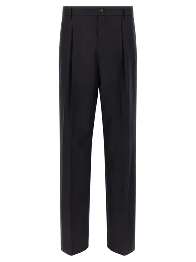 Dries Van Noten Pleated Trousers With Belt Loops And Back Pocket In Black