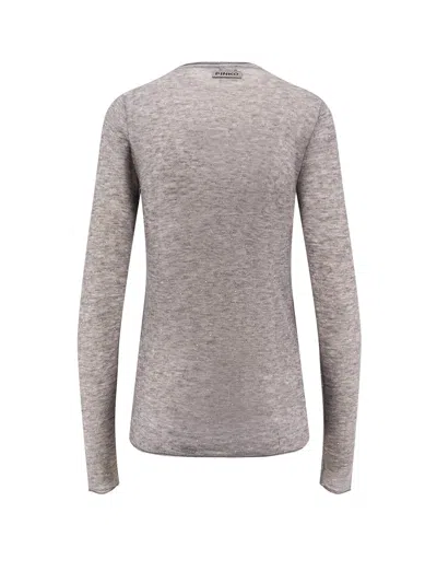 Pinko Crew-neck Sweater With Sequins In Gray