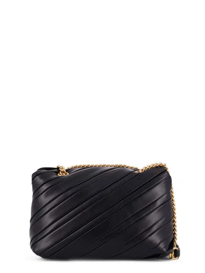 Pinko Plissé Leather Shoulder Bag With Love Birds Buckle