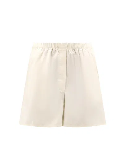 Miu Miu Logo Embroidered Shorts In White