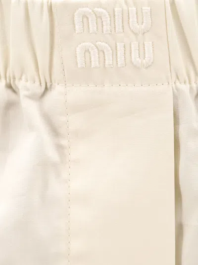 Miu Miu Logo Embroidered Shorts In White