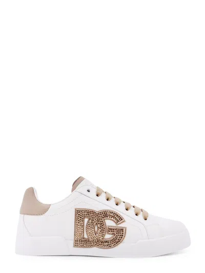 Dolce & Gabbana Portofino Light Strobel Leather Low-top Sneakers In White