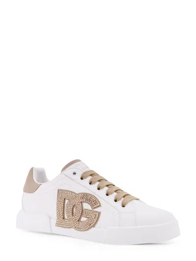 Dolce & Gabbana Portofino Light Strobel Leather Low-top Sneakers In White