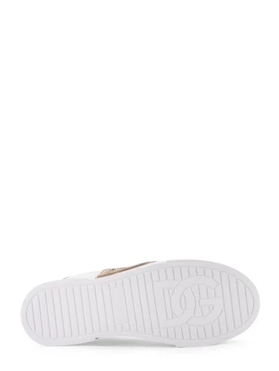 Dolce & Gabbana Portofino Light Strobel Leather Low-top Sneakers In White