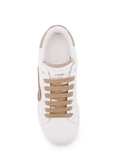 Dolce & Gabbana Portofino Light Strobel Leather Low-top Sneakers In White