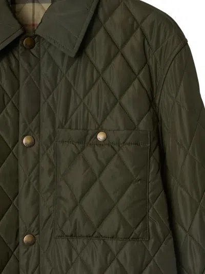 Burberry Quilted Jacket With Corduroy Collar In Black