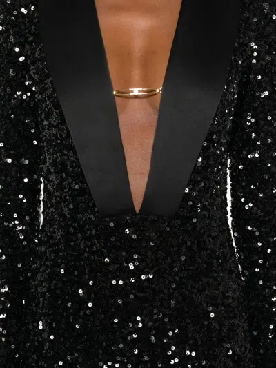 Elisabetta Franchi Red Carpet Dress In Full Sequins Clothing In Black