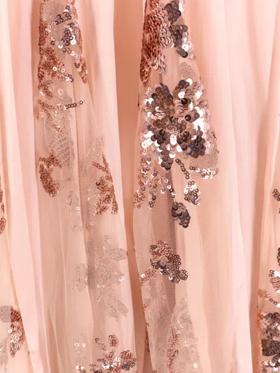 Elisabetta Franchi Red Carpet Dress In Silk Georgette Fabric And Embroidered Lace In Pink