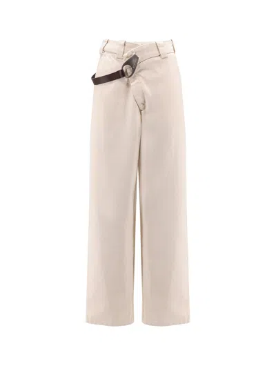 Pinko Trousers Loose Fit Side Pockets In White