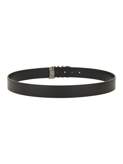Ferragamo Adjustable Textured Leather Belt In Black