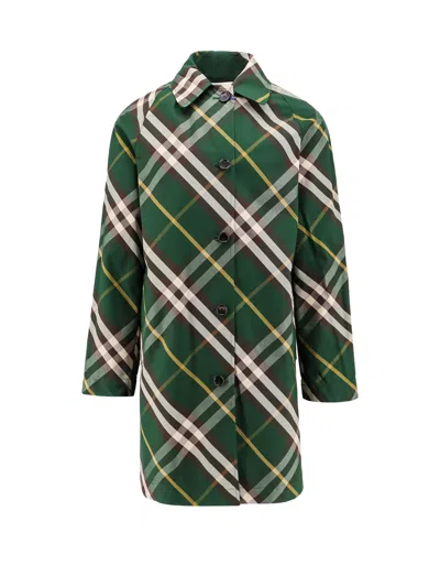 Burberry Reversible Checked Raincoat In Green