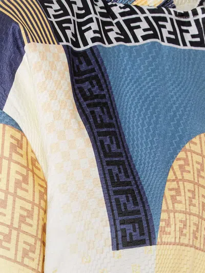 Fendi Reversible Patchwork Silk Bomber In Gold