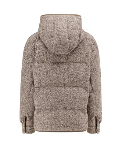 Brunello Cucinelli Women Reversible Wool And Silk Down Jacket In Gray