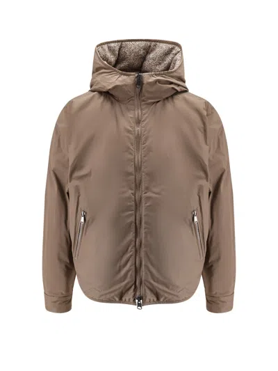 Brunello Cucinelli Women Reversible Wool And Silk Down Jacket In Gray