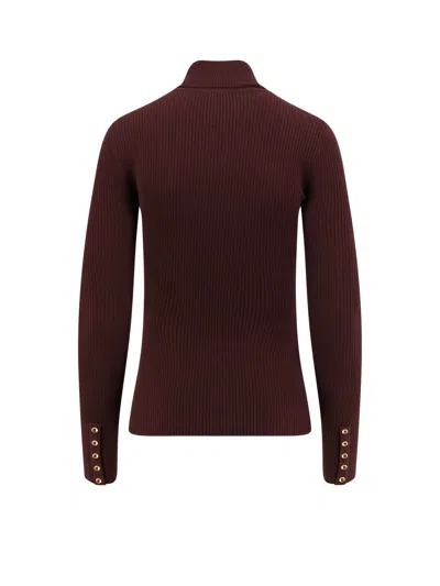 Elisabetta Franchi Ribbed Turtleneck In Burgundy