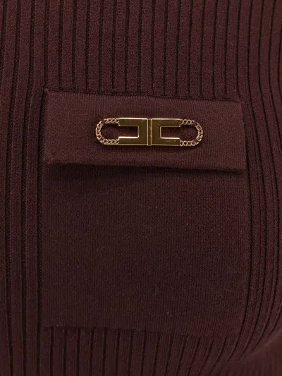 Elisabetta Franchi Ribbed Turtleneck In Burgundy