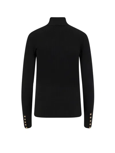 Elisabetta Franchi Ribbed Turtleneck Sweater Sweaters And Cardigans Black In Black