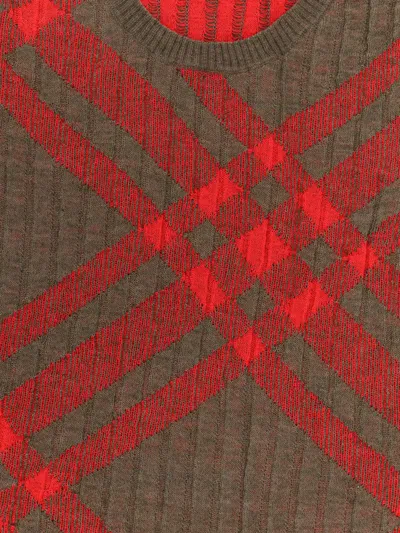 Burberry Wool And Mohair Checked Sweater In Red
