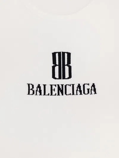 Balenciaga Ribbed Viscose Blend Tank Top In White