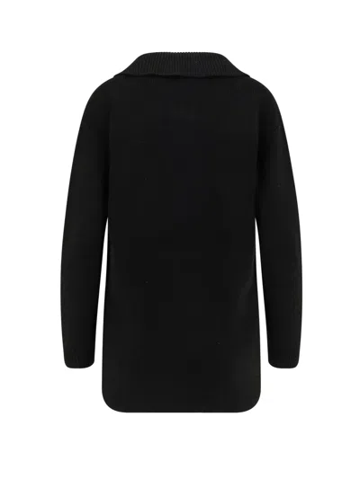 Elisabetta Franchi Ribbed Wool Blend Sweater In Black
