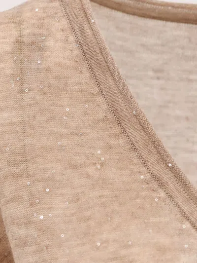 Pinko Salomone Wool Sweater With Micro Sequins In Gold