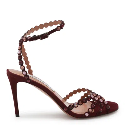 Aquazzura 90mm Embellished Scalloped-edges Heeled Sandals In Purple