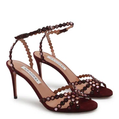 Aquazzura 90mm Embellished Scalloped-edges Heeled Sandals In Purple