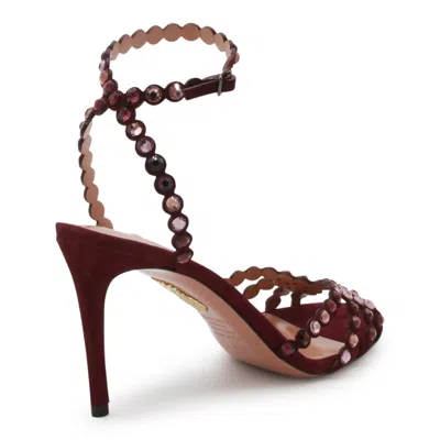 Aquazzura 90mm Embellished Scalloped-edges Heeled Sandals In Purple