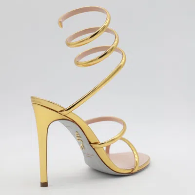 René Caovilla Gold Tone Leather Sandals In Gold