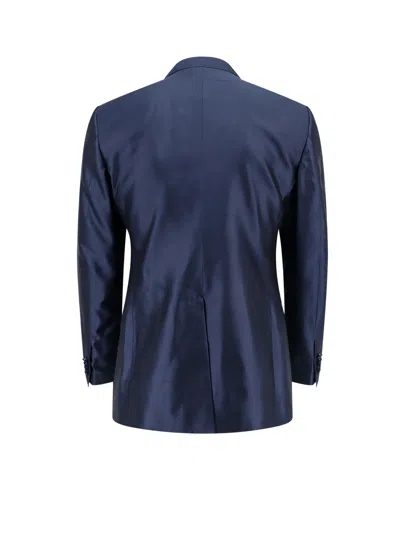Dolce & Gabbana Satin Blazer With Peak Lapel In Blue