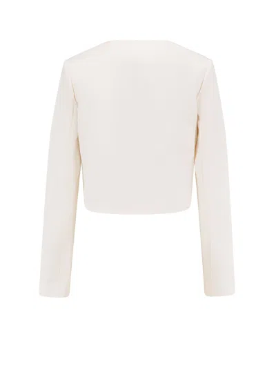 Self-portrait Satin Blazer With 3d Flower In Neutral