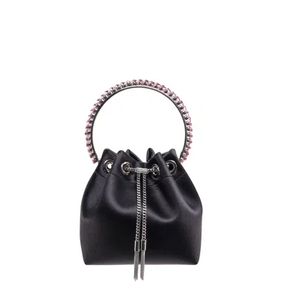 Jimmy Choo Satin Bucket Bag With Crystals Detail