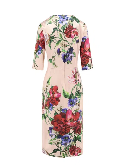 Dolce & Gabbana Floral Print Dress With Three-quarter Sleeves