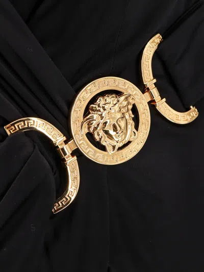 Versace Satin Dress With Safety Pin In Black