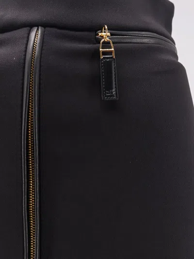 Elisabetta Franchi Lightweight Crepe Skirt With Black Zip In Black