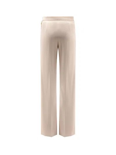 Elisabetta Franchi Wide Leg High Waist Trousers With Buttoned Flaps In Neutral